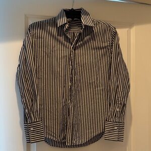 Zara Black and White Striped Casual Shirt